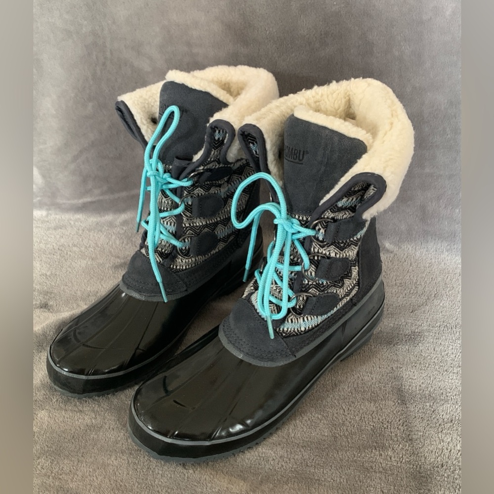 Khombu Black and Teal Winter Boots